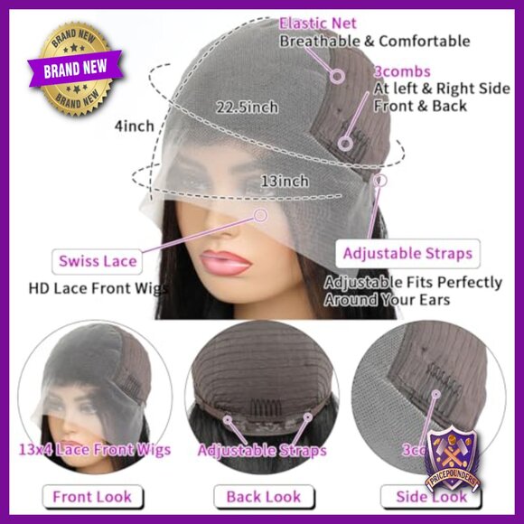 34 Inch Deep Wave Lace Front Wig Human Hair 13x4 HD Glueless main image 4